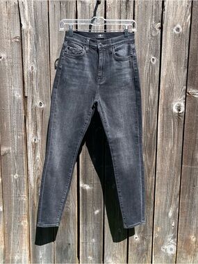 7 For All Mankind Black Denim high rise ankle skinny Jeans size 25
